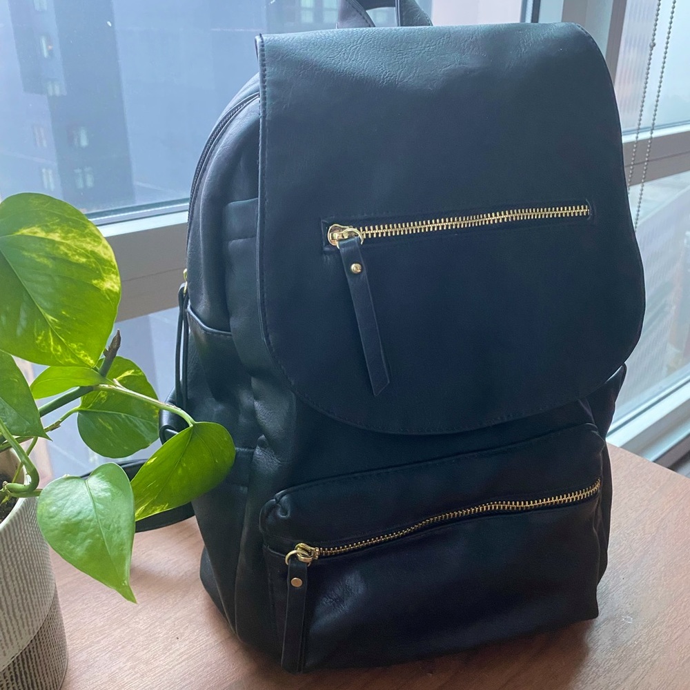 Madden Girl Black Faux Leather Backpack